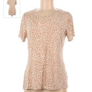 Nine West Soft Spun Women’s Size L Leopard Print Top Soft And Stretchy Shirt